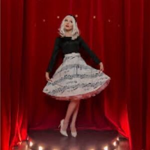 Music notes silky swing skirt pinup 2X